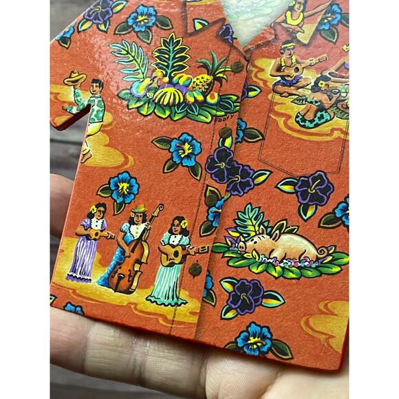 Set Of 8 Island Heritage Hawaiian Shirt Shaped Aloha Themed Cork Backed Coasters - Picture 12 of 13